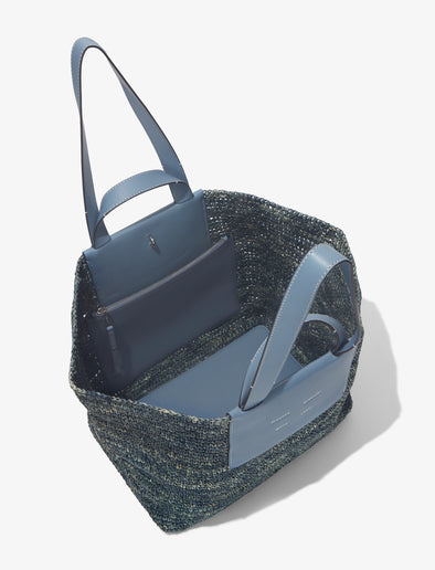 Aerial image of XL Morris Raffia Tote in DOVE GREY