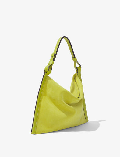 Side image of Minetta Suede Bag in MATCHA