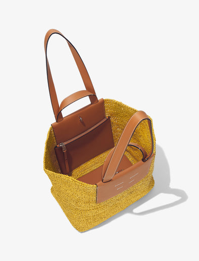 Aerial image of Large Morris Raffia Tote in SUN