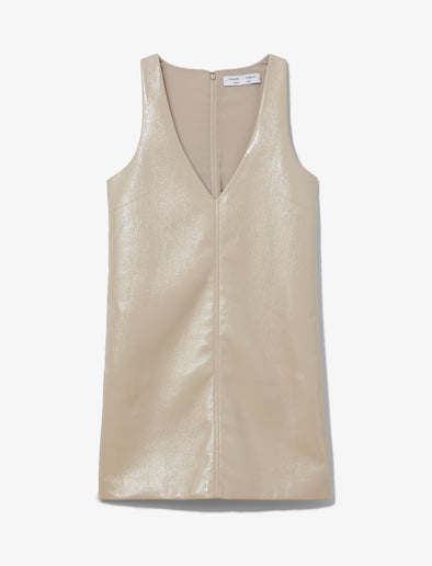Flat image of Vinyl V-Neck Shift Dress in fawn