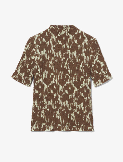 Flat image of Viscose Flou Smocked Top in buttercream/fawn