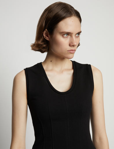 Detail image of model wearing Sweatshirt Tank Top in black