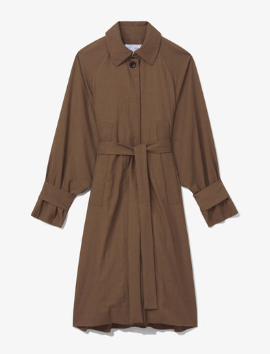 Flat image of Drapey Suiting Trench Coat in coffee