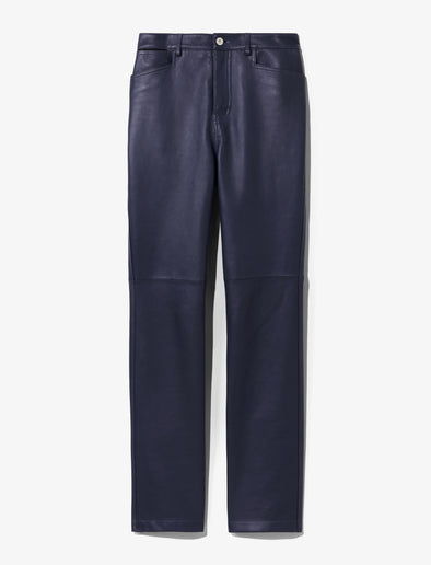 Flat image of Leather Straight Pant in cobalt