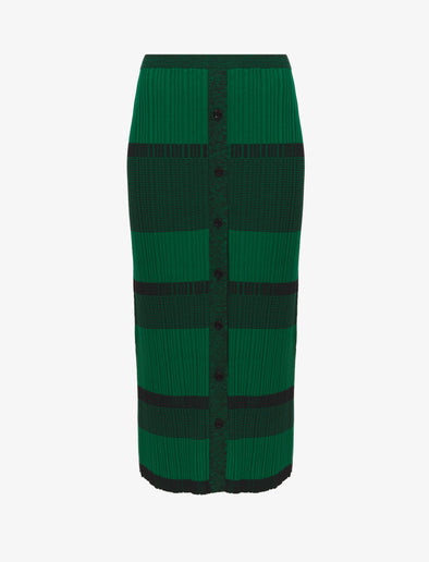 Flat image of Mini Stripe Button Front Skirt in green/black