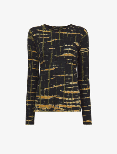 Flat image of Tie Dye Long Sleeve T-Shirt in black multi