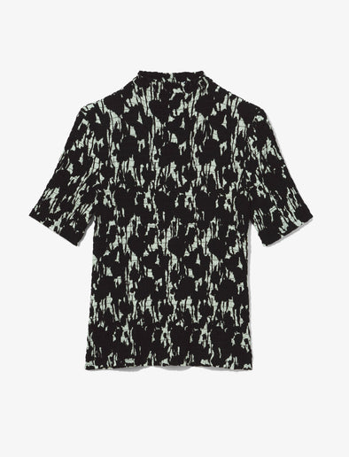Flat image of Viscose Flou Smocked Top in mint/black
