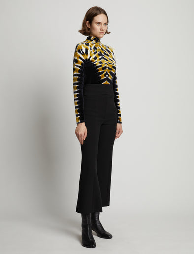 Side image of model wearing Wool Bi-Stretch Suiting Pants in black