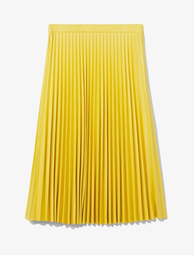 Flat image of Faux Leather Pleated Midi Skirt in sun