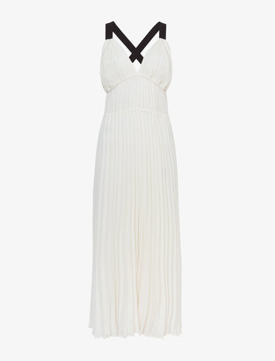 Flat image of Broomstick Pleated Tank Dress in off white
