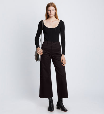 Front full length image of model wearing Cotton Twill Culottes in BLACK