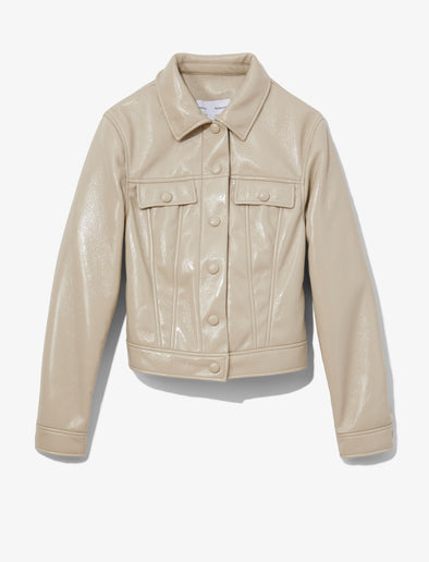 Flat image of Vinyl Cropped Jacket in fawn