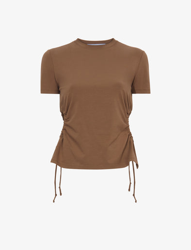 Flat image of Side Slit T-Shirt in coffee