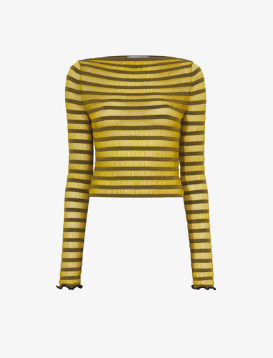 Flat image of Sheer Stripe Sweater in sulphur/black