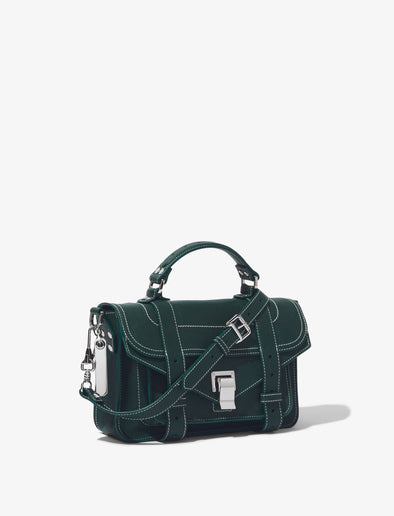 Side image of Topstitch PS1 Tiny Bag in DARK GREEN