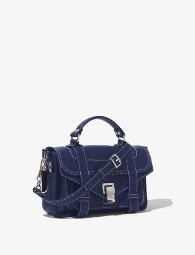 Side image of Topstitch PS1 Tiny Bag in NEW BLUE