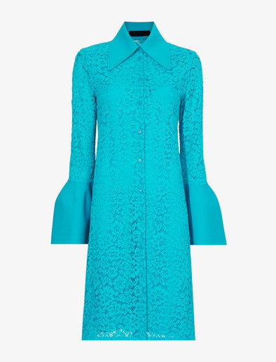 Flat image of Stretch Lace Shirt Dress in cyan