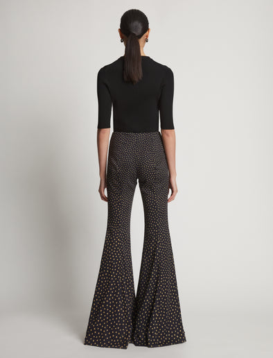 Back image of model in Printed Dot Cady Pants in khaki multi