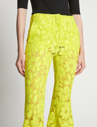 Detail image of model wearing Lace Pants in citron