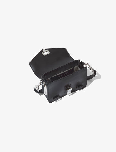 Aerial image of Crinkled Patent PS1 Mini Crossbody Bag in BLACK.jpg