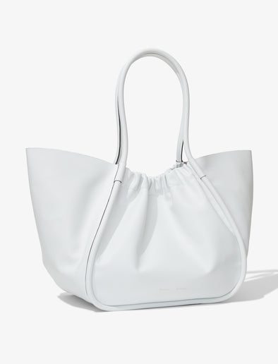 Side image of XL Ruched Tote in OPTIC WHITE