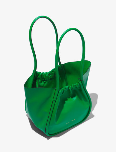 Aerial image of Large Ruched tote in BOTTLE GREEN