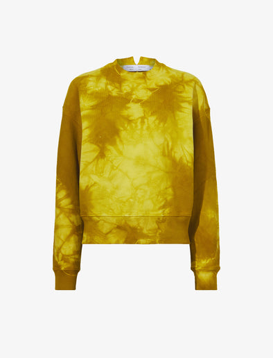Flat image of Tie Dye Sweatshirt in sulphur/muted lime