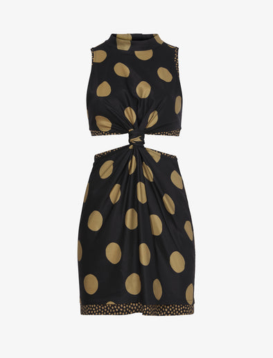 Flat image of Printed Dot Cady Top in khaki multi
