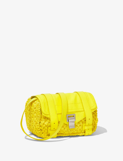 Side image of Raffia PS1 Mini Crossbody Bag in CANARY YELLOW