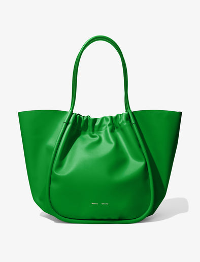 Front image of XL Ruched Tote in BOTTLE GREEN
