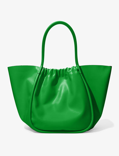 Back image of XL Ruched Tote in BOTTLE GREEN