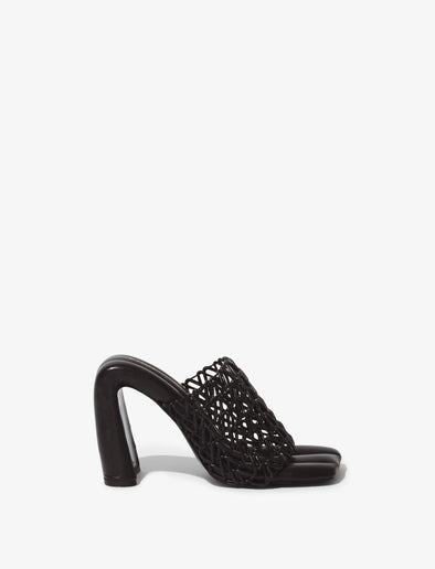 Front image of Arc Woven Slides in black
