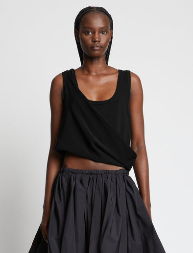 Cropped front image of model wearing Viscose Knit Top in black