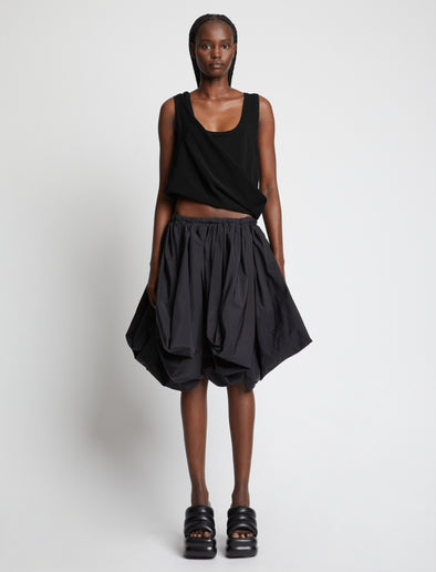 Front image of model wearing Viscose Knit Top in black