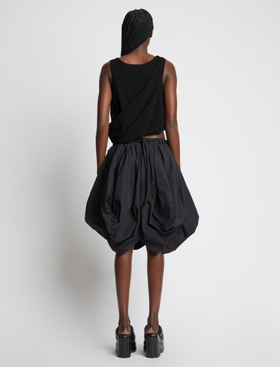 Back image of model wearing Viscose Knit Top in black