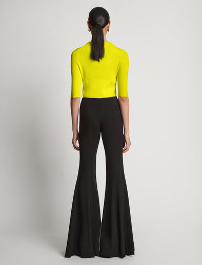 Back image of model wearing Viscose Knit Top in sulphur