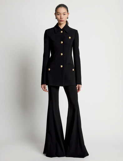 Front image of model wearing Viscose Suiting Jacket in black