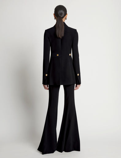 Back image of model wearing Viscose Suiting Jacket in black