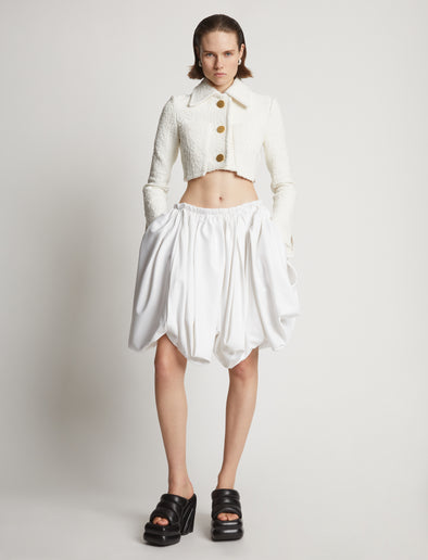 Proenza Schouler front image of model wearing Boucle Tweed Crop Jacket in off white