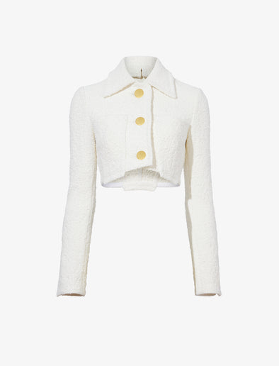 Proenza Schouler flat image of Boucle Tweed Crop Jacket in off white