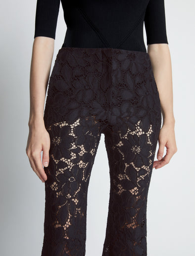 Detail image of model wearing Lace Pants in black