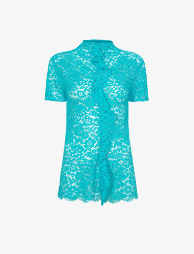Flat image of Stretch Lace Top in cyan