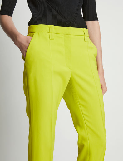 Detail image of model wearing Viscose Suiting Straight Pants in sulphur
