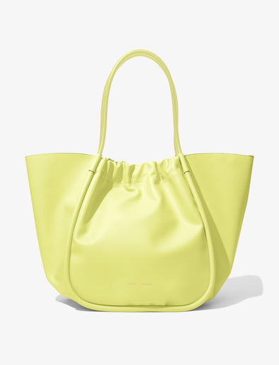Front image of XL Ruched Tote in LEMONGRASS