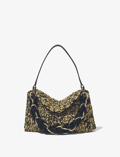 Front image of Crochet Braid Bag in BLACK/NATURAL
