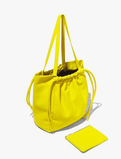 Aerial image of Drawstring Tote in CANARY YELLOW
