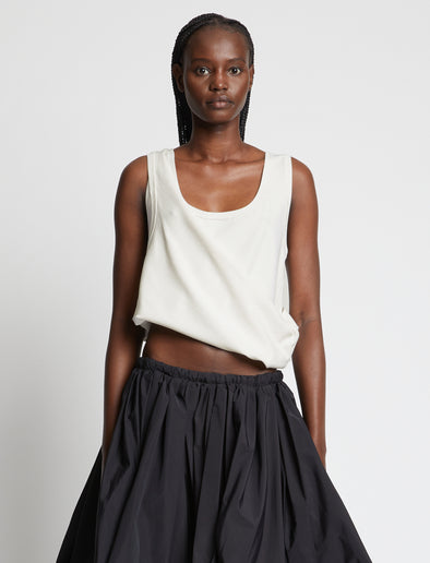 Cropped front image of model wearing Viscose Knit Top in white