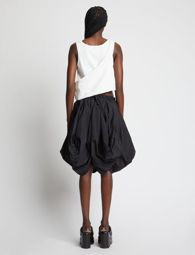 Back image of model wearing Viscose Knit Top in white