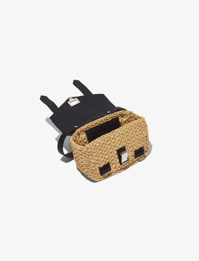 Aerial image of Raffia PS1 Mini Crossbody Bag in BLACK/SAND