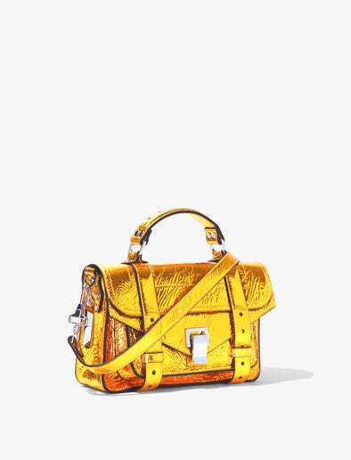 Side image of Metallic PS1 Tiny Bag in GOLD
